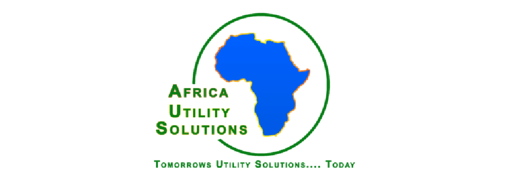ogo for Africa Utility Solutions featuring a blue map of Africa enclosed within a green circular outline partially open at the bottom the acronym ‘AUS’ in bold green letters vertically aligned to the left and the tagline ‘Tomorrows Utility Solutions.... Today’ in green and blue text beneath.