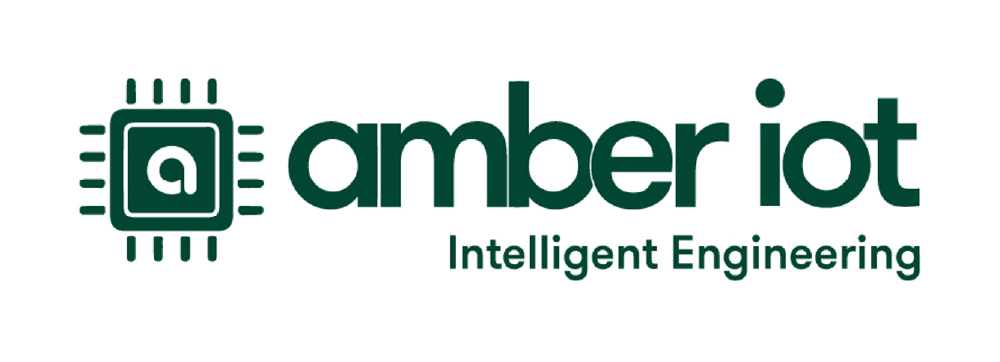 Amber IoT Intelligent Engineering logo with a white “A” inside a green square with circuit-like lines extending from each side, alongside the green text “amber iot intelligent engineering.