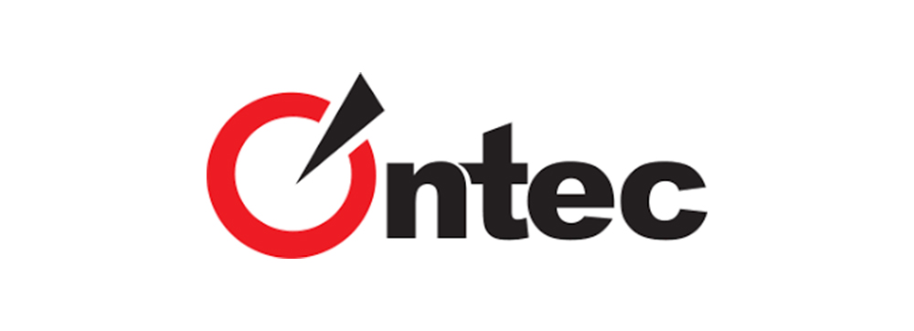 Ontec logo with the letter “O” in red, pierced by a sharp triangular shape, followed by the remaining letters “ntec” in bold black.