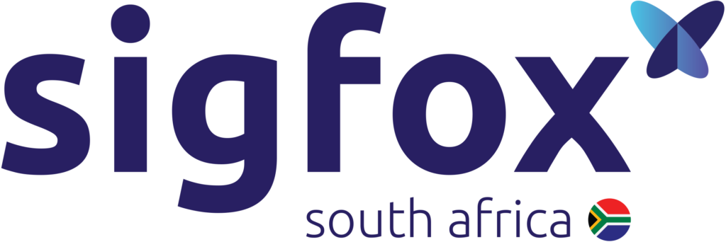 Sigfox logo featuring a butterfly‑shaped emblem in gradient shades of blue and purple, positioned beside the word “Sigfox” in bold purple lettering.